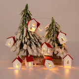 Popxstar Christmas Wooden House LED String Light Xmas Tree Hanging Ornament Christmas Decoration For Home Kids New Year Gift Navidad