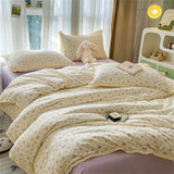 Popxstar INS Girls Cherry Soft Bedding Set Washed Cotton Bed Sheet Queen King Size Duvet Set Flower Comforter Set Pillowcase Bed Linens