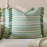 45x45/60x60cm Bohemian Pillow Covers Yarn-dyed Polka Dot Cushion Covers Tassel Edge Pillow Case for Living Room Bedroom Sofa Car