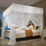 Popxstar Embroidery Lace Palace Mosquito Net with Stainless Steel Bracket Square Princess Mosquito Tent for Bed Double Bed Nets Canopy