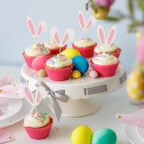 Popxstar  24Pcs Glitter Bunny Ears Cupcake Toppers Rabbit Theme Birthday Cupcake Pick for Kids Bunny Baby Shower Spring Easter Cake Decors