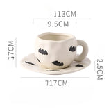 Popxstar  Creative Halloween Ceramic Mug Disc Set Household Kitchen Coffee Cup Plates Pumpkin Bat Milk Oat Breakfast Cup Set Festival Gift