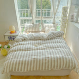 Popxstar  Nordic Bedding Set Ins Popular Striped Duvet Cover Set Bed Sheets Set Single Twin Full Queen Size Skin-Friendly Soft Bedding