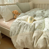 Popxstar  Class A double gauze bed four-piece set of girly heart lace lace sheets and quilt cover dormitory three-piece set