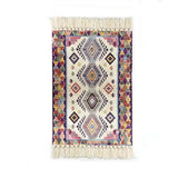 popxstar New Sweet Pink Persian Ethnic Style Handmade Knotting Tassel Weaving Cotton Polyester Cotton Hemp Carpet Floor Mat Carpet