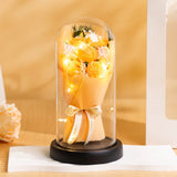 Popxstar  Eternal Rose LED Light Acrylic Cover Flower Valentines Day Gift Wedding Party Decor Artificial Rose Flowers Light Christmas Part