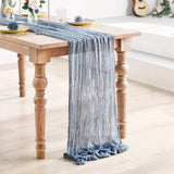 Popxstar 5PCS Sky blue Semi-Sheer Gauze Wedding Table Runner Vintage Cheesecloth Dining Party Christmas Banquets Arches Cake Table Decor