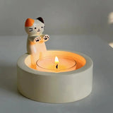 Popxstar Cute Kitten Candle Candlestick Cartoon Cat Aromatherapy Candle Holder Durable Birthday Gift Ornament