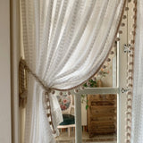 Cream French Romantic Lace Sheer Curtains for Living Room Translucent Privacy Window Drapes Veil Light Filtering Gauzes Tulle