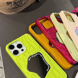 Luxury 3D Rock Pattern Makeup Mirror Rose Phone Case for IPhone 17 Air 16 16E 15 14 13 12 11 Pro Max Solid Shockproof Cover