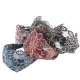 Popxstar Vintage All-matching Lace Hairband Summer Flower Star Mesh Broadside Head Hoop Embroidery Non-slip Toothed Adjustable Headwear