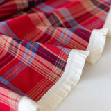 Popxstar Christmas Round Table Cloths Plaid Tablecloth with Tassel Dust-Proof Table Covers for Kitchen Party Dinner Tabletop Decoration