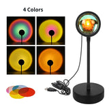 Popxstar USB LED Projector Night Lights RGB Sunset Atmosphere Night Lamp With Remote For Bedroom Broadcast Photography Background Decor