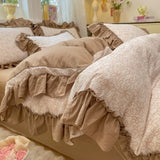 3/4Pcs Bedding Set Korean Country Style Purple Ruffle Duvet Cover Bed Sheets With Pillowcase Double Bed Linen Cotton Four-Season