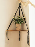 Popxstar Wooden Corner Shelf Wall Decor Pot Storage Display Stand Macrame Floating Shelf Wall Organizer Boho Room Nordic Home Decoration