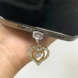 Popxstar Water Diamond Love Beautiful Phone Dust plug Accessories Decoration Hanging Pendant for iPhone for Samsung Type-C Charging Port