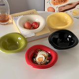 Popxstar Ins Ceramic Saucer Korean Style Dessert Yogurt Oats Bowl Cream Color Fruit Salad Container Food Display Plate Kitchen Utensils