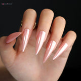 Popxstar  24Pcs Long Stiletto Fake Nails Spicy Girls Charm Manicure Pink Press On Nails Full Cover French False Nails Art for Women