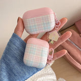Popxstar Case for AirPods 4 Suitable Girls Silicone Earphone Coque Fashion Pink Plaid Pattern Hard House Pendant for AirPods 1 2 3 Pro 2
