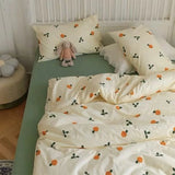Popxstar Ins Pink Flowers Bedding Set Flat Bed Sheet Duvet Cover Twin Full Queen Nordic Bed Linen Boy Girl Bedding Sets Flower Cherry
