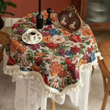 Popxstar  Table Cloth American Style Jacquard Iris Bird Plant Table Cloth Thick Tablecloth