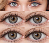 Popxstar 2Pcs Color Contact Lenses with Russian Style Green Beauty Pupil Makeup Eyes Brown Gray Lenses DIA:14.0mm