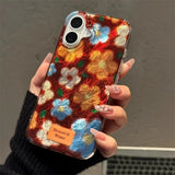 Phone Case For iPhone 16 15 14 13 12 11 Pro Max XS X XR 7 8 Plus SE Perforated Vortex Shell IND Retro Small Flower Cover