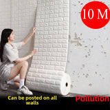 Popxstar 70cmx1/5/10m 3D Foam Self-Adhesive Wallpaper Waterproof Brick Wall Stickers Living Room Bedroom Wall Stickers Home Decoration
