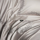 Popxstar  Luxury Embroidery Bedding Set 800TC Lyocell Cotton Soft Silky Cool Feeling Duvet Cover Flat/Fitted Bed Sheet Pillowcases 4Pcs