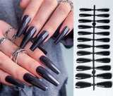 popxstar Black Y2K Press on Nails Long Coffin Pink Fake Nails with Diamond Designs Gradient Color Wearable False Nail for Women 2025 New
