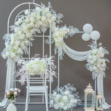 Popxstar Pure White Luxury Wedding Decoration Artificial Flower Backdrop Wedding Arch Flower Row Floral Arrangement Photo Props Stage Dec