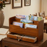 Wooden File Sorting Box Rustic Multi-layer Grocery Organizer with Drawer Large Capacity Desktop Drawer Storage Box Office Use