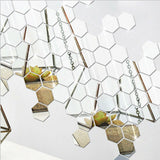 Popxstar 12Pcs Mirror Wall Sticker Home Decor Hexagon Decorations DIY Removable Living-Room Decal Art Ornaments Mirror Multimodal