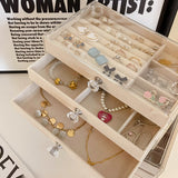 Popxstar Acrylic Transparent Jewelry Storage Box Organizer Anti-oxidation Drawer Type Multi-layer Large Capacity Exquisite Display Box