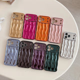 Popxstar  Luxury Plating Water Ripple Pattern Wavy Curly Edge Case for IPhone 17 16 15 13 14 Pro Max Electroplated Camera Protection Cover