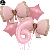 Popxstar  5pcs Bow Balloon Birthday Decorations Bow Tie Pink Balloon Bow Balloon Wedding Bride Shower Birthday Girl Decoration Bow Balloon
