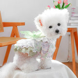 Cute With Bow Pet Princess Dress Breathable Exquisite Dog Skirt Soft Cat Skirt Spring/Summer