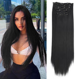 Popxstar Synthetic Clip In Hair Extensions 6PCS Hair Extensions 24 Inch Long Straight 16 Clip On Hairpieces For Women Girls