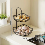 Desktop double-layer storage basket metal iron Retro industrial style vegetable fruit storage rack shelf kitchen household
