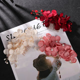 Popxstar 1Pcs Fashion Red Flower Hair Comb Bridesmaid Crystal Hair Clip Bridal Hairpin Wedding Hair Jewelry For Women Party Hairband Gift
