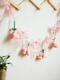 Popxstar  Handmade Crochet Flower Garland, Pink Floral Banner with Bows, Baby Shower, Wedding, Nursery, Party, Boho Wall Decoration Gifts