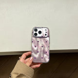 Popxstar  Romantic Purple Full Screen Love Heart Glossy Render Water Ripple Shock Proof Phone Cover Case for iPhone 17 16 15 14 Pro Max