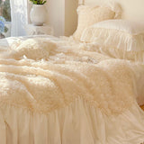 Popxstar  Two-thirds Rose Flowers Lace Princess Wedding Bedding Set 1200TC Egyptian Cotton Duvet Cover Flat/Fitted Bed Sheet Pillowcases