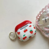 INS Red Strawberries Cherries Pendant Earphone Case For Airpods Pro 2 3 1 4 Protective Cover with Anti-lost Lanyard Accessories