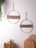 Popxstar  Handcrafted Wooden Wall Hanging Vase Decoration Rustic Jute Rope and Natural Dried Flowers for Home Living Room Bedroom Decor