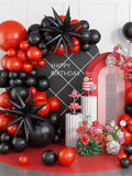 Popxstar  Black Red Theme Wedding Balloon Birthday Party Decoration Set Men's Birthday Anniversary Theme