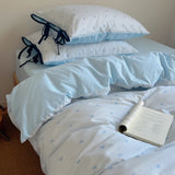 New Cherry Print 100% Cotton Bedding Set Soft Washed Skin-friendly Queen Duvet Cover Set with Bed Sheets Quilt Cover Pillowcases