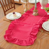 35x180cm Ruffled Edge Table Runner Cotton Solid Color Cotton Table Runner Ruffled Edge Anti Slip Rectangular Table Runner