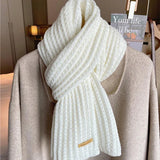 Popxstar New Design Thick Knitted Scarf for Women Fashion Winter Warm Cashmere Scarves Neckercheif Lady Korean Style Neck Tie Bandana