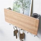 Popxstar Wall Hanging Bamboo Key Hanger Holder Wall Organizer Rectangle Key Rack Hooks Coat Hooks Home Decoration Coat Hanger
